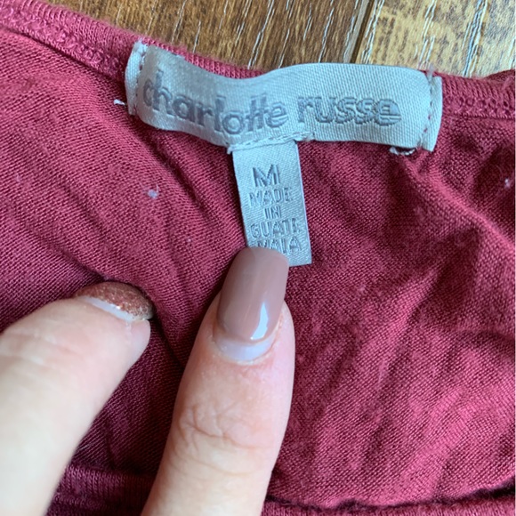 3/$15 💥 Wine t-shirt off shoulder - Picture 3 of 3